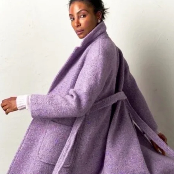 J.Crew Collection Italian Herringbone Wrap Coat in Dusty Violet - Picture 3 of 12